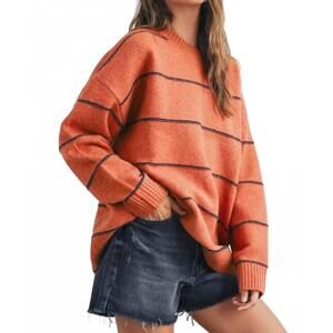 NEW BUTTERMELON striped cozy knit sweater in rust